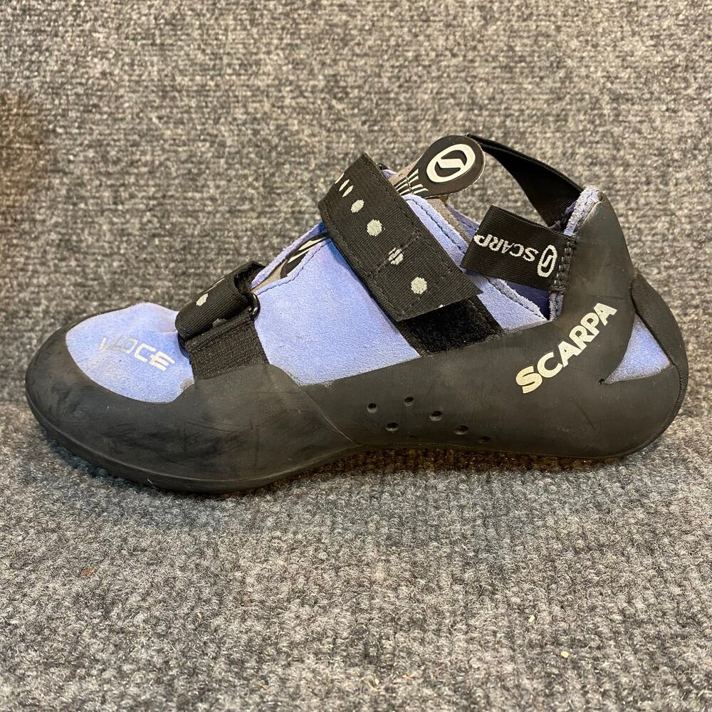 Scarpa Veloce Vibram XS Edge Men 6.5 Climbing Shoes EU 38.5 Black Blue Women 7.5